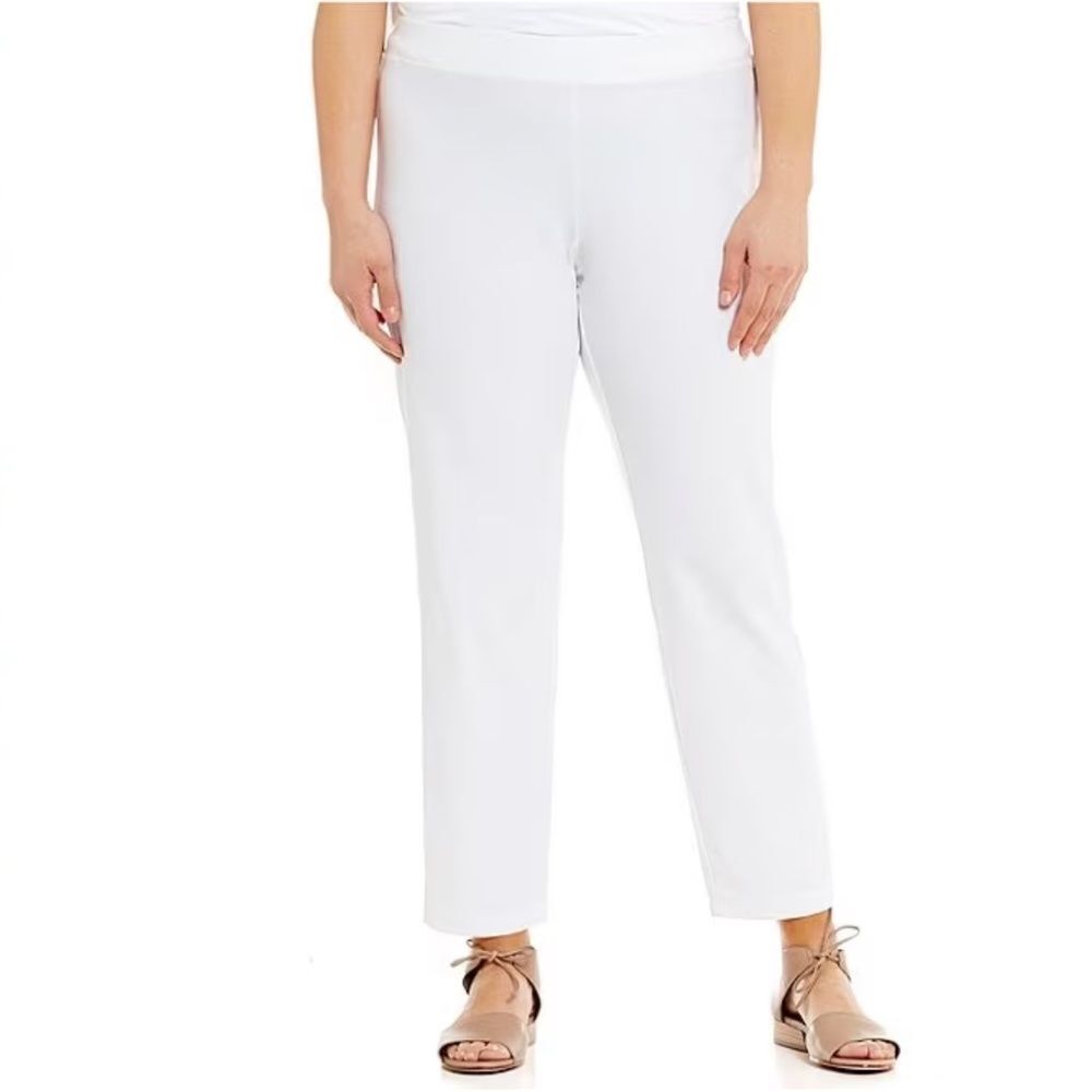 Eileen Fisher Plus Size Washable Stretch Crepe Slim Leg Ankle Pants White 3X NEW